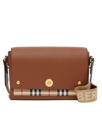 Burberry Leather and Vintage Check Note Crossbody Bag