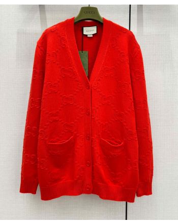 Gucci Women's GG Printed Knitted Sweater Red