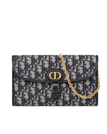 Christian Dior Bobby East-West Pouch With Chain Dark Blue