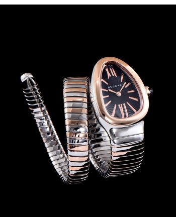 Bvlgari 18ct pink-gold and stainless steel watch Black