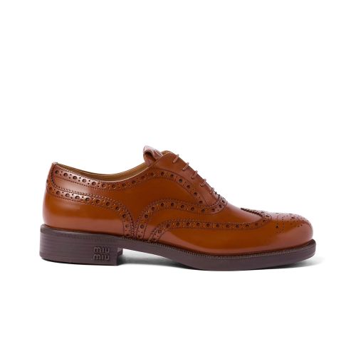 Miumiu X Church's Women's rushed Leather Oxford Brogue Shoes 