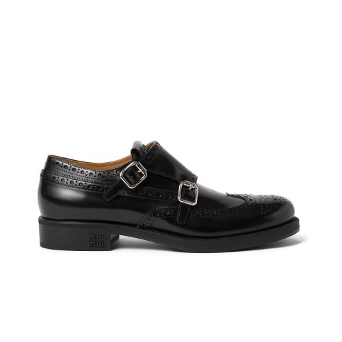 Miumiu X Church's Women's Brushed Leather Double Monk Brogue Shoes 